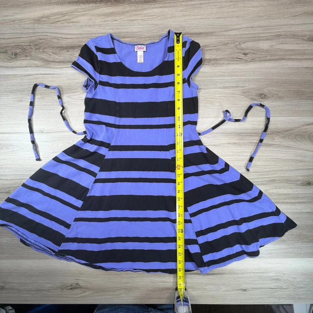 Justice Girls Striped Cap Sleeve Dress with Tie‎ Waist Size 14
